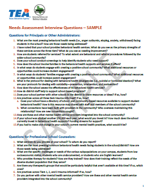 Thumbnail of Needs Assessment Interview Questions